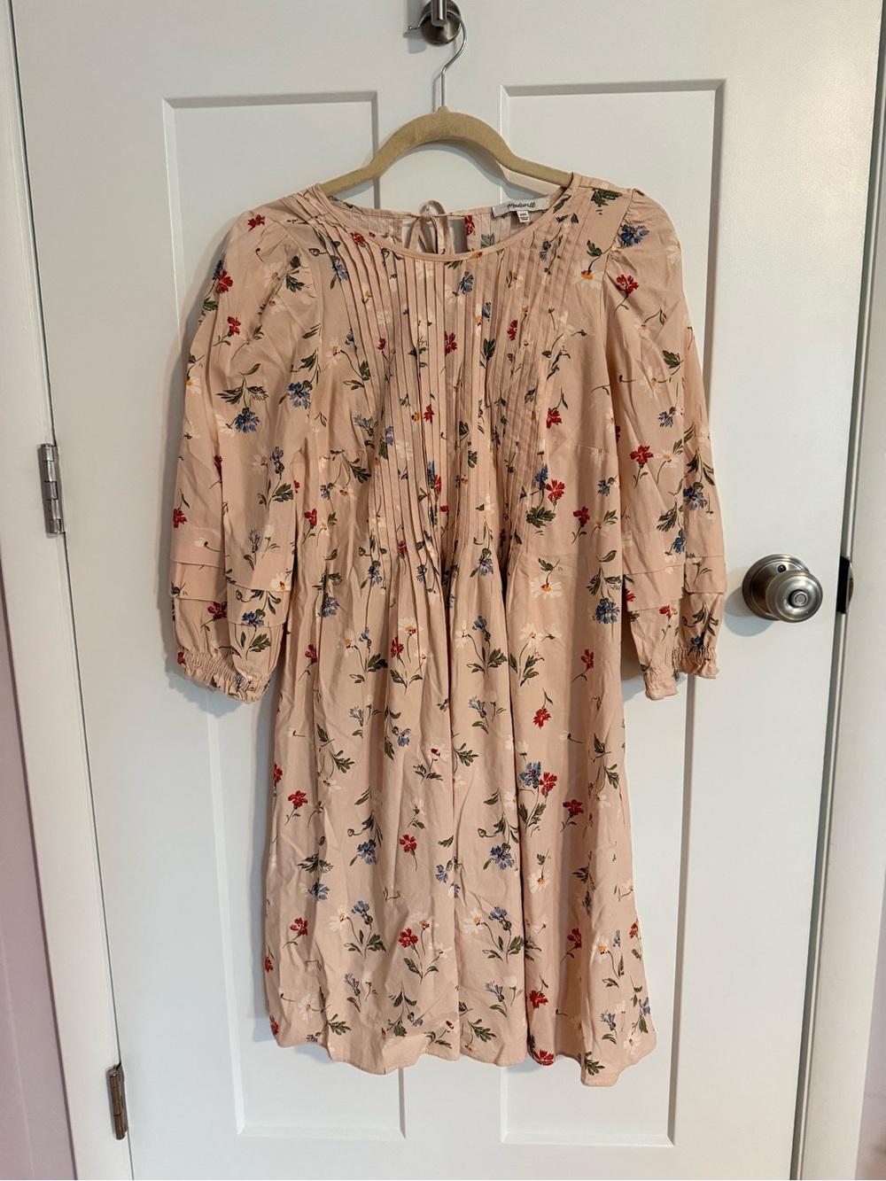 Madewell Blush Pink Floral Pintuck Dress